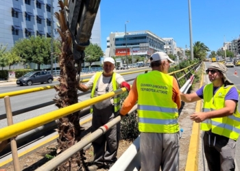 Εκτεταμένη ανάπλαση και δεντροφύτευση από την Περιφέρεια Αττικής, στην κεντρική νησίδα επί της Λ. Συγγρού